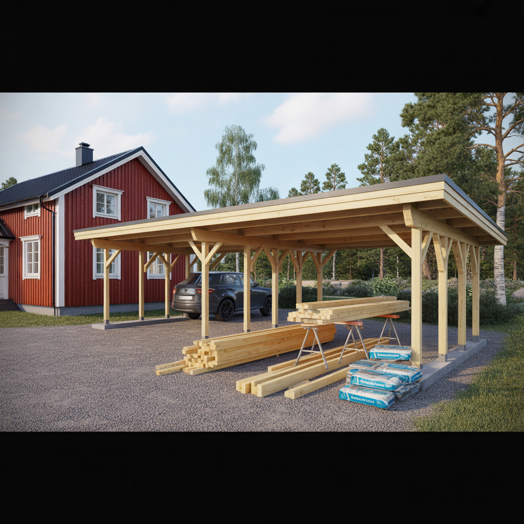 carport i tra byggsats eller losvirke byggtid och pris